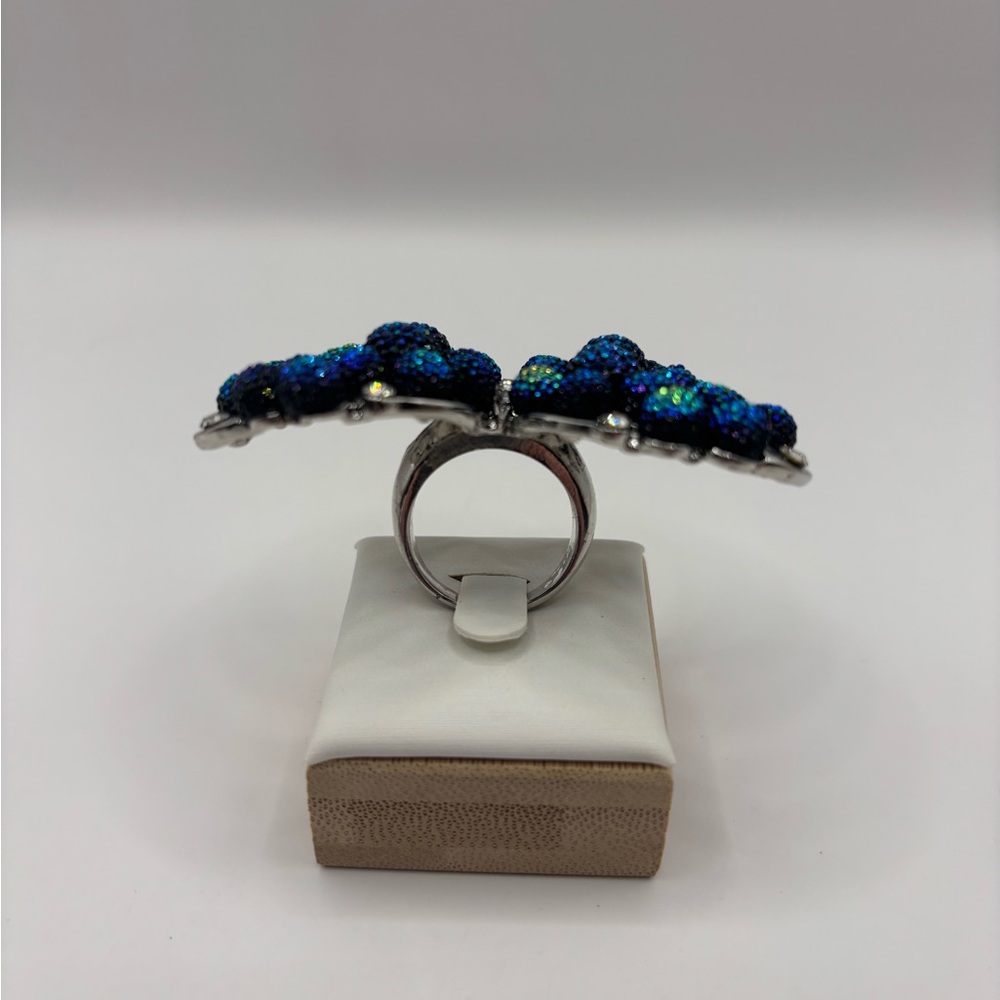 Vintage Peacock Rhinestone Butterfly Ring - Picture 7 of 10